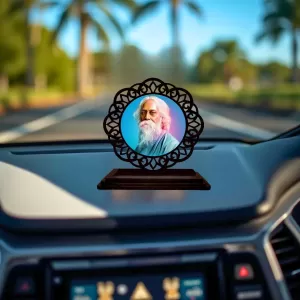 Car Desk/Table Top Rabindranath Tagore Wooden Photo Stand 3x4 Inches, Compact & Stylish Spiritual Display For Car, Home & Office (Pack Of 1) (F19614) Car Desk/Table Top Rabindranath Tagore Wooden Photo Stand 3x4 Inches, Compact & Stylish Spiritual Display For Car, Home & Office (Pack Of 1) (F19614)