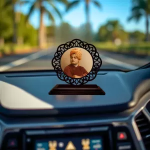 Car Desk/Table Top Swami Vivekananda Wooden Photo Stand 3x4 Inches, Compact & Stylish Spiritual Display For Car, Home & Office (Pack Of 1) (F19619) Car Desk/Table Top Swami Vivekananda Wooden Photo Stand 3x4 Inches, Compact & Stylish Spiritual Display For Car, Home & Office (Pack Of 1) (F19619)
