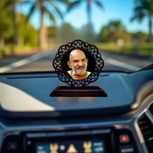 Car Desk/Table Top Neem Karoli Baba Wooden Photo Stand 3x4 Inches, Compact & Stylish Spiritual Display For Car, Home & Office (Pack Of 1) (F19621) Car Desk/Table Top Neem Karoli Baba Wooden Photo Stand 3x4 Inches, Compact & Stylish Spiritual Display For Car, Home & Office (Pack Of 1) (F19621)
