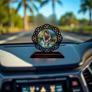 Car Desk/Table Top Radha Krishna Wooden Photo Stand 3x4 Inches, Compact & Stylish Spiritual Display For Car, Home & Office (Pack Of 1) (F19646) Car Desk/Table Top Radha Krishna Wooden Photo Stand 3x4 Inches, Compact & Stylish Spiritual Display For Car, Home & Office (Pack Of 1) (F19646)