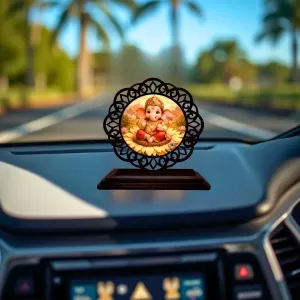 Car Desk/Table Top Lord Ganesha Wooden Photo Stand 3x4 Inches, Compact & Stylish Spiritual Display For Car, Home & Office (Pack Of 1) (F19686) Car Desk/Table Top Lord Ganesha Wooden Photo Stand 3x4 Inches, Compact & Stylish Spiritual Display For Car, Home & Office (Pack Of 1) (F19686)