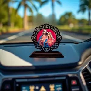 Car Desk/Table Top Lord Jesus And Merry Wooden Photo Stand 3x4 Inches, Compact & Stylish Spiritual Display For Car, Home & Office (Pack Of 1) (F19688) Car Desk/Table Top Lord Jesus And Merry Wooden Photo Stand 3x4 Inches, Compact & Stylish Spiritual Display For Car, Home & Office (Pack Of 1) (F19688)