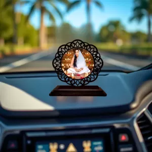 Car Desk/Table Top Sarada Maa Wooden Photo Stand 3x4 Inches, Compact & Stylish Spiritual Display For Car, Home & Office (Pack Of 1) (F19694) Car Desk/Table Top Sarada Maa Wooden Photo Stand 3x4 Inches, Compact & Stylish Spiritual Display For Car, Home & Office (Pack Of 1) (F19694)