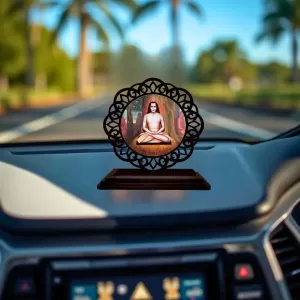 Car Desk/Table Top Mahavatar Babaji Wooden Photo Stand 3x4 Inches, Compact & Stylish Spiritual Display For Car, Home & Office (Pack Of 1) (F19704) Car Desk/Table Top Mahavatar Babaji Wooden Photo Stand 3x4 Inches, Compact & Stylish Spiritual Display For Car, Home & Office (Pack Of 1) (F19704)