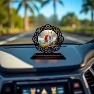 Car Desk/Table Top Gomatha Wooden Photo Stand 3x4 Inches, Compact & Stylish Spiritual Display For Car, Home & Office (Pack Of 1) (F19707) Car Desk/Table Top Gomatha Wooden Photo Stand 3x4 Inches, Compact & Stylish Spiritual Display For Car, Home & Office (Pack Of 1) (F19707)