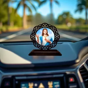 Car Desk/Table Top Lord Jesus Wooden Photo Stand 3x4 Inches, Compact & Stylish Spiritual Display For Car, Home & Office (Pack Of 1) (F19733) Car Desk/Table Top Lord Jesus Wooden Photo Stand 3x4 Inches, Compact & Stylish Spiritual Display For Car, Home & Office (Pack Of 1) (F19733)