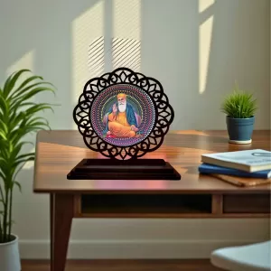 Car Desk/Table Top Guru Nanak Wooden Photo Stand 3x4 Inches, Compact & Stylish Spiritual Display For Car, Home & Office (Pack Of 1) (F19740) Car Desk/Table Top Guru Nanak Wooden Photo Stand 3x4 Inches, Compact & Stylish Spiritual Display For Car, Home & Office (Pack Of 1) (F19740)