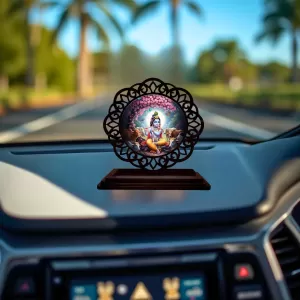 Car Desk/Table Top Lord Krishna Wooden Photo Stand 3x4 Inches, Compact & Stylish Spiritual Display For Car, Home & Office (Pack Of 1) (F19750) Car Desk/Table Top Lord Krishna Wooden Photo Stand 3x4 Inches, Compact & Stylish Spiritual Display For Car, Home & Office (Pack Of 1) (F19750)