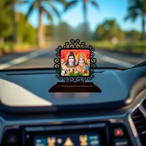 Car Desk/Table Top Lord Shiva And Parvathi Wooden Photo Stand 3x4 Inches, Compact & Stylish Spiritual Display For Car, Home & Office (Pack Of 1) (F19775) Car Desk/Table Top Lord Shiva And Parvathi Wooden Photo Stand 3x4 Inches, Compact & Stylish Spiritual Display For Car, Home & Office (Pack Of 1) (F19775)