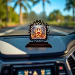 Car Desk/Table Top Lord Ganesha Wooden Photo Stand 3x4 Inches, Compact & Stylish Spiritual Display For Car, Home & Office (Pack Of 1) (F19805) Car Desk/Table Top Lord Ganesha Wooden Photo Stand 3x4 Inches, Compact & Stylish Spiritual Display For Car, Home & Office (Pack Of 1) (F19805)