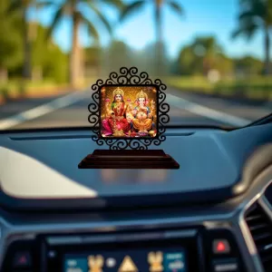 Car Desk/Table Top Lord Ganesha And Lakshmi Wooden Photo Stand 3x4 Inches, Compact & Stylish Spiritual Display For Car, Home & Office (Pack Of 1) (F19821) Car Desk/Table Top Lord Ganesha And Lakshmi Wooden Photo Stand 3x4 Inches, Compact & Stylish Spiritual Display For Car, Home & Office (Pack Of 1) (F19821)