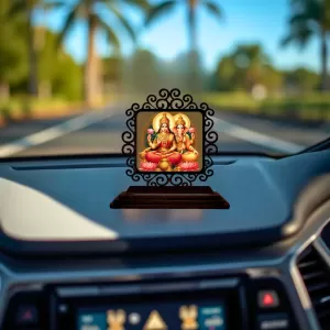 Car Desk/Table Top Lord Ganesha And Lakshmi Wooden Photo Stand 3x4 Inches, Compact & Stylish Spiritual Display For Car, Home & Office (Pack Of 1) (F19822) Car Desk/Table Top Lord Ganesha And Lakshmi Wooden Photo Stand 3x4 Inches, Compact & Stylish Spiritual Display For Car, Home & Office (Pack Of 1) (F19822)