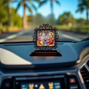 Car Desk/Table Top Radha Krishna Wooden Photo Stand 3x4 Inches, Compact & Stylish Spiritual Display For Car, Home & Office (Pack Of 1) (F19827) Car Desk/Table Top Radha Krishna Wooden Photo Stand 3x4 Inches, Compact & Stylish Spiritual Display For Car, Home & Office (Pack Of 1) (F19827)
