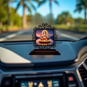 Car Desk/Table Top Lord Ganesha Wooden Photo Stand 3x4 Inches, Compact & Stylish Spiritual Display For Car, Home & Office (Pack Of 1) (F19829) Car Desk/Table Top Lord Ganesha Wooden Photo Stand 3x4 Inches, Compact & Stylish Spiritual Display For Car, Home & Office (Pack Of 1) (F19829)