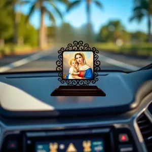 Car Desk/Table Top Lord Jesus And Merry Wooden Photo Stand 3x4 Inches, Compact & Stylish Spiritual Display For Car, Home & Office (Pack Of 1) (F19839) Car Desk/Table Top Lord Jesus And Merry Wooden Photo Stand 3x4 Inches, Compact & Stylish Spiritual Display For Car, Home & Office (Pack Of 1) (F19839)