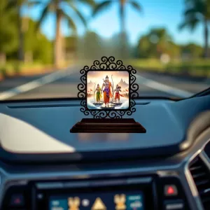 Car Desk/Table Top Rama And Lakshmana And Seetha Wooden Photo Stand 3x4 Inches, Compact & Stylish Spiritual Display For Car, Home & Office (Pack Of 1) (F19851) Car Desk/Table Top Rama And Lakshmana And Seetha Wooden Photo Stand 3x4 Inches, Compact & Stylish Spiritual Display For Car, Home & Office (Pack Of 1) (F19851)