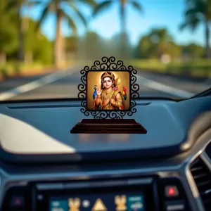Car Desk/Table Top Lord Karthikeya Wooden Photo Stand 3x4 Inches, Compact & Stylish Spiritual Display For Car, Home & Office (Pack Of 1) (F19860) Car Desk/Table Top Lord Karthikeya Wooden Photo Stand 3x4 Inches, Compact & Stylish Spiritual Display For Car, Home & Office (Pack Of 1) (F19860)