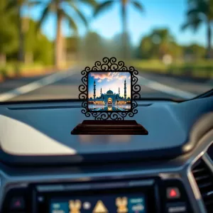 Car Desk/Table Top Mucca Masid Wooden Photo Stand 3x4 Inches, Compact & Stylish Spiritual Display For Car, Home & Office (Pack Of 1) (F19881) Car Desk/Table Top Mucca Masid Wooden Photo Stand 3x4 Inches, Compact & Stylish Spiritual Display For Car, Home & Office (Pack Of 1) (F19881)