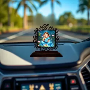 Car Desk/Table Top Lord Ganesha Wooden Photo Stand 3x4 Inches, Compact & Stylish Spiritual Display For Car, Home & Office (Pack Of 1) (F19884) Car Desk/Table Top Lord Ganesha Wooden Photo Stand 3x4 Inches, Compact & Stylish Spiritual Display For Car, Home & Office (Pack Of 1) (F19884)