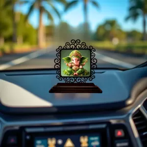 Car Desk/Table Top Lord Ganesha Wooden Photo Stand 3x4 Inches, Compact & Stylish Spiritual Display For Car, Home & Office (Pack Of 1) (F19916) Car Desk/Table Top Lord Ganesha Wooden Photo Stand 3x4 Inches, Compact & Stylish Spiritual Display For Car, Home & Office (Pack Of 1) (F19916)