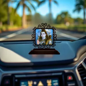 Car Desk/Table Top Lord Shiva Wooden Photo Stand 3x4 Inches, Compact & Stylish Spiritual Display For Car, Home & Office (Pack Of 1) (F19926) Car Desk/Table Top Lord Shiva Wooden Photo Stand 3x4 Inches, Compact & Stylish Spiritual Display For Car, Home & Office (Pack Of 1) (F19926)