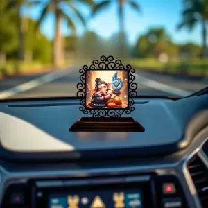 Car Desk/Table Top Lord Ganesha Wooden Photo Stand 3x4 Inches, Compact & Stylish Spiritual Display For Car, Home & Office (Pack Of 1) (F19952) Car Desk/Table Top Lord Ganesha Wooden Photo Stand 3x4 Inches, Compact & Stylish Spiritual Display For Car, Home & Office (Pack Of 1) (F19952)