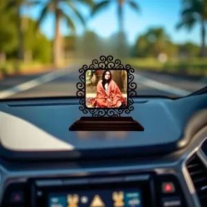 Car Desk/Table Top Sarada Maa Wooden Photo Stand 3x4 Inches, Compact & Stylish Spiritual Display For Car, Home & Office (Pack Of 1) (F19960) Car Desk/Table Top Sarada Maa Wooden Photo Stand 3x4 Inches, Compact & Stylish Spiritual Display For Car, Home & Office (Pack Of 1) (F19960)