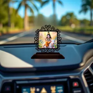 Car Desk/Table Top Lord Shiva Wooden Photo Stand 3x4 Inches, Compact & Stylish Spiritual Display For Car, Home & Office (Pack Of 1) (F19993) Car Desk/Table Top Lord Shiva Wooden Photo Stand 3x4 Inches, Compact & Stylish Spiritual Display For Car, Home & Office (Pack Of 1) (F19993)