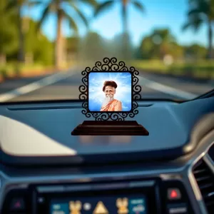 Car Desk/Table Top Sri Sri Sitaramdas Omkarnath Wooden Photo Stand 3x4 Inches, Compact & Stylish Spiritual Display For Car, Home & Office (Pack Of 1) (F20039) Car Desk/Table Top Sri Sri Sitaramdas Omkarnath Wooden Photo Stand 3x4 Inches, Compact & Stylish Spiritual Display For Car, Home & Office (Pack Of 1) (F20039)
