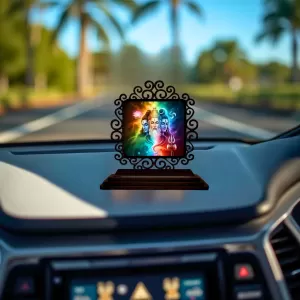 Car Desk/Table Top Bramha And Vishnu And Shiva Wooden Photo Stand 3x4 Inches, Compact & Stylish Spiritual Display For Car, Home & Office (Pack Of 1) (F20043) Car Desk/Table Top Bramha And Vishnu And Shiva Wooden Photo Stand 3x4 Inches, Compact & Stylish Spiritual Display For Car, Home & Office (Pack Of 1) (F20043)