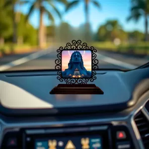 Car Desk/Table Top Lord Shiva And Sadhguru Wooden Photo Stand 3x4 Inches, Compact & Stylish Spiritual Display For Car, Home & Office (Pack Of 1) (F20054) Car Desk/Table Top Lord Shiva And Sadhguru Wooden Photo Stand 3x4 Inches, Compact & Stylish Spiritual Display For Car, Home & Office (Pack Of 1) (F20054)