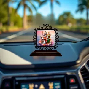 Car Desk/Table Top Lord Shiva And Parvathi Wooden Photo Stand 3x4 Inches, Compact & Stylish Spiritual Display For Car, Home & Office (Pack Of 1) (F20058) Car Desk/Table Top Lord Shiva And Parvathi Wooden Photo Stand 3x4 Inches, Compact & Stylish Spiritual Display For Car, Home & Office (Pack Of 1) (F20058)