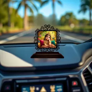 Car Desk/Table Top Beautiful Radha Wooden Photo Stand 3x4 Inches, Compact & Stylish Spiritual Display For Car, Home & Office (Pack Of 1) (F20063) Car Desk/Table Top Beautiful Radha Wooden Photo Stand 3x4 Inches, Compact & Stylish Spiritual Display For Car, Home & Office (Pack Of 1) (F20063)