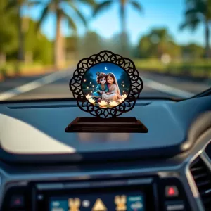 Car Desk/Table Top Cute Little Radha Krishna Wooden Photo Stand 3x4 Inches, Compact & Stylish Spiritual Display For Car, Home & Office (Pack Of 1) (F21219) Car Desk/Table Top Cute Little Radha Krishna Wooden Photo Stand 3x4 Inches, Compact & Stylish Spiritual Display For Car, Home & Office (Pack Of 1) (F21219)