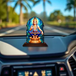 Car Dashboard/Table Top God Ayyappa Wooden Temple Photo Stand 3x4 Inches, Compact & Stylish Spiritual Display For Car, Home & Office (Pack Of 1) (F22470) Car Dashboard/Table Top God Ayyappa Wooden Temple Photo Stand 3x4 Inches, Compact & Stylish Spiritual Display For Car, Home & Office (Pack Of 1) (F22470)