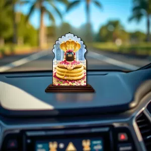 Car Dashboard/Table Top Jyothirlingam Wooden Temple Photo Stand  3x4 Inches, Compact & Stylish Spiritual Display For Car, Home & Office (Pack Of 1) (F22473)