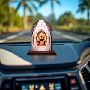 Car Dashboard/Table Top Lord Jagannath Wooden Temple Photo Stand  3x4 Inches, Compact & Stylish Spiritual Display For Car, Home & Office (Pack Of 1) (F22476)