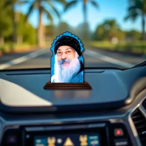 Car Dashboard/Table Top Osho Wooden Temple Photo Stand  3x4 Inches, Compact & Stylish Spiritual Display For Car, Home & Office (Pack Of 1) (F22481)