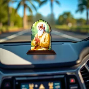 Car Dashboard/Table Top Guru Ravidas Ji Wooden Temple Photo Stand 3x4 Inches, Compact & Stylish Spiritual Display For Car, Home & Office (Pack Of 1) (F22483) Car Dashboard/Table Top Guru Ravidas Ji Wooden Temple Photo Stand 3x4 Inches, Compact & Stylish Spiritual Display For Car, Home & Office (Pack Of 1) (F22483)