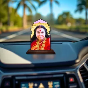 Car Dashboard/Table Top Shri Mataji Nirmala Devi Wooden Temple Photo Stand 3x4 Inches, Compact & Stylish Spiritual Display For Car, Home & Office (Pack Of 1) (F22489) Car Dashboard/Table Top Shri Mataji Nirmala Devi Wooden Temple Photo Stand 3x4 Inches, Compact & Stylish Spiritual Display For Car, Home & Office (Pack Of 1) (F22489)