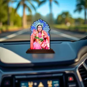 Car Dashboard/Table Top Shri Mataji Nirmala Devi Wooden Temple Photo Stand 3x4 Inches, Compact & Stylish Spiritual Display For Car, Home & Office (Pack Of 1) (F22490) Car Dashboard/Table Top Shri Mataji Nirmala Devi Wooden Temple Photo Stand 3x4 Inches, Compact & Stylish Spiritual Display For Car, Home & Office (Pack Of 1) (F22490)
