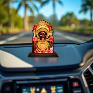 Car Dashboard/Table Top Giddess Kali Wooden Temple Photo Stand 3x4 Inches, Compact & Stylish Spiritual Display For Car, Home & Office (Pack Of 1) (F22491) Car Dashboard/Table Top Giddess Kali Wooden Temple Photo Stand 3x4 Inches, Compact & Stylish Spiritual Display For Car, Home & Office (Pack Of 1) (F22491)