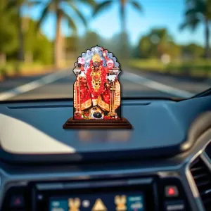 Car Dashboard/Table Top Goddess Kali Wooden Temple Photo Stand  3x4 Inches, Compact & Stylish Spiritual Display For Car, Home & Office (Pack Of 1) (F22500)