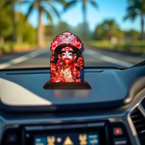 Car Dashboard/Table Top Tara Maa Wooden Temple Photo Stand 3x4 Inches, Compact & Stylish Spiritual Display For Car, Home & Office (Pack Of 1) (F22503) Car Dashboard/Table Top Tara Maa Wooden Temple Photo Stand 3x4 Inches, Compact & Stylish Spiritual Display For Car, Home & Office (Pack Of 1) (F22503)