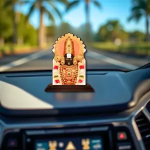 Car Dashboard/Table Top Lord Balaji Wooden Temple Photo Stand  3x4 Inches, Compact & Stylish Spiritual Display For Car, Home & Office (Pack Of 1) (F22506)