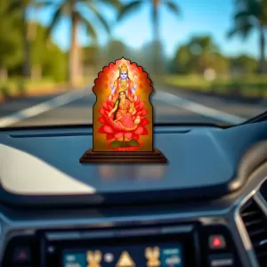 Car Dashboard/Table Top Lord Vishnu Lakshmi Wooden Temple Photo Stand 3x4 Inches, Compact & Stylish Spiritual Display For Car, Home & Office (Pack Of 1) (F22507) Car Dashboard/Table Top Lord Vishnu Lakshmi Wooden Temple Photo Stand 3x4 Inches, Compact & Stylish Spiritual Display For Car, Home & Office (Pack Of 1) (F22507)