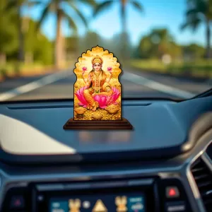 Car Dashboard/Table Top Goddess Lakshmi Wooden Temple Photo Stand 3x4 Inches, Compact & Stylish Spiritual Display For Car, Home & Office (Pack Of 1) (F22512) Car Dashboard/Table Top Goddess Lakshmi Wooden Temple Photo Stand 3x4 Inches, Compact & Stylish Spiritual Display For Car, Home & Office (Pack Of 1) (F22512)