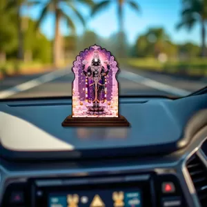 Car Dashboard/Table Top Lord Balaji Wooden Temple Photo Stand  3x4 Inches, Compact & Stylish Spiritual Display For Car, Home & Office (Pack Of 1) (F22524)