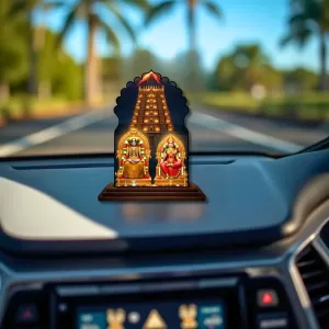 Car Dashboard/Table Top Khadri Lakshmi Narasimha  Wooden Temple Photo Stand  3x4 Inches, Compact & Stylish Spiritual Display For Car, Home & Office (Pack Of 1) (F22525)