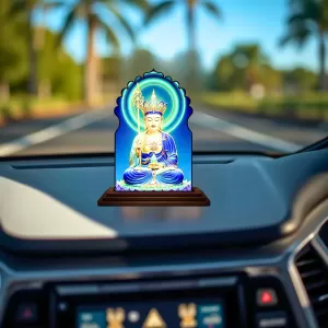 Car Dashboard/Table Top Serene Buddha Wooden Temple Photo Stand 3x4 Inches, Compact & Stylish Spiritual Display For Car, Home & Office (Pack Of 1) (F22530) Car Dashboard/Table Top Serene Buddha Wooden Temple Photo Stand 3x4 Inches, Compact & Stylish Spiritual Display For Car, Home & Office (Pack Of 1) (F22530)
